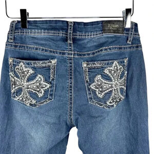 ZCOJEANS Embellished Cross Size 7 Denim Jeans Blue Biker Casual